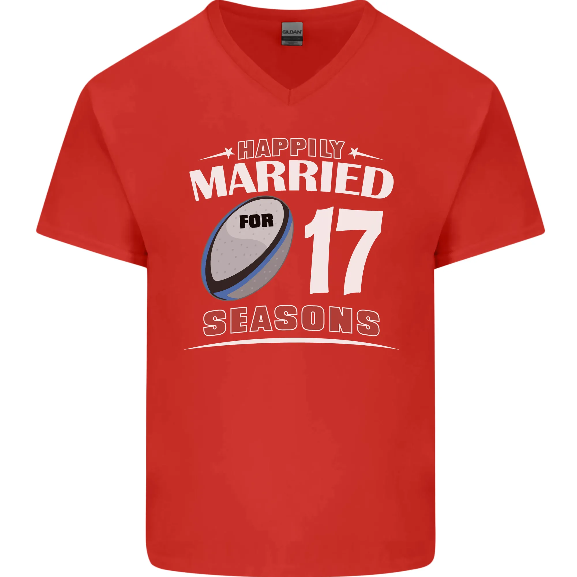 17 Year Wedding Anniversary 17th Rugby Mens V-Neck Cotton T-Shirt
