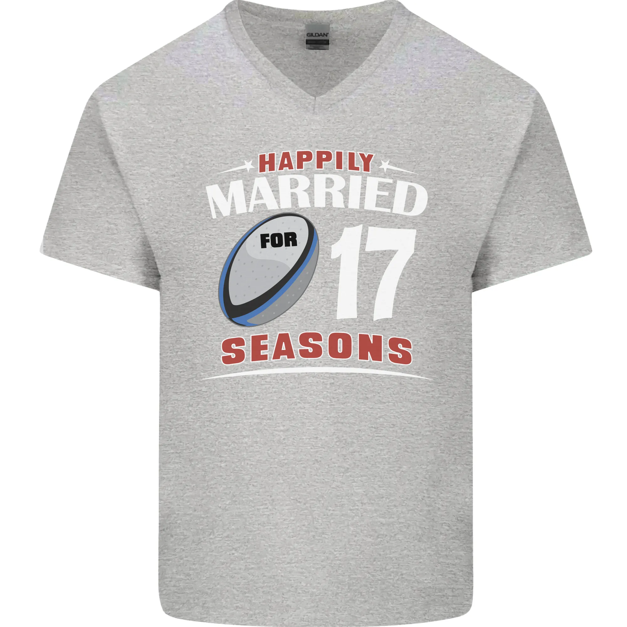 17 Year Wedding Anniversary 17th Rugby Mens V-Neck Cotton T-Shirt