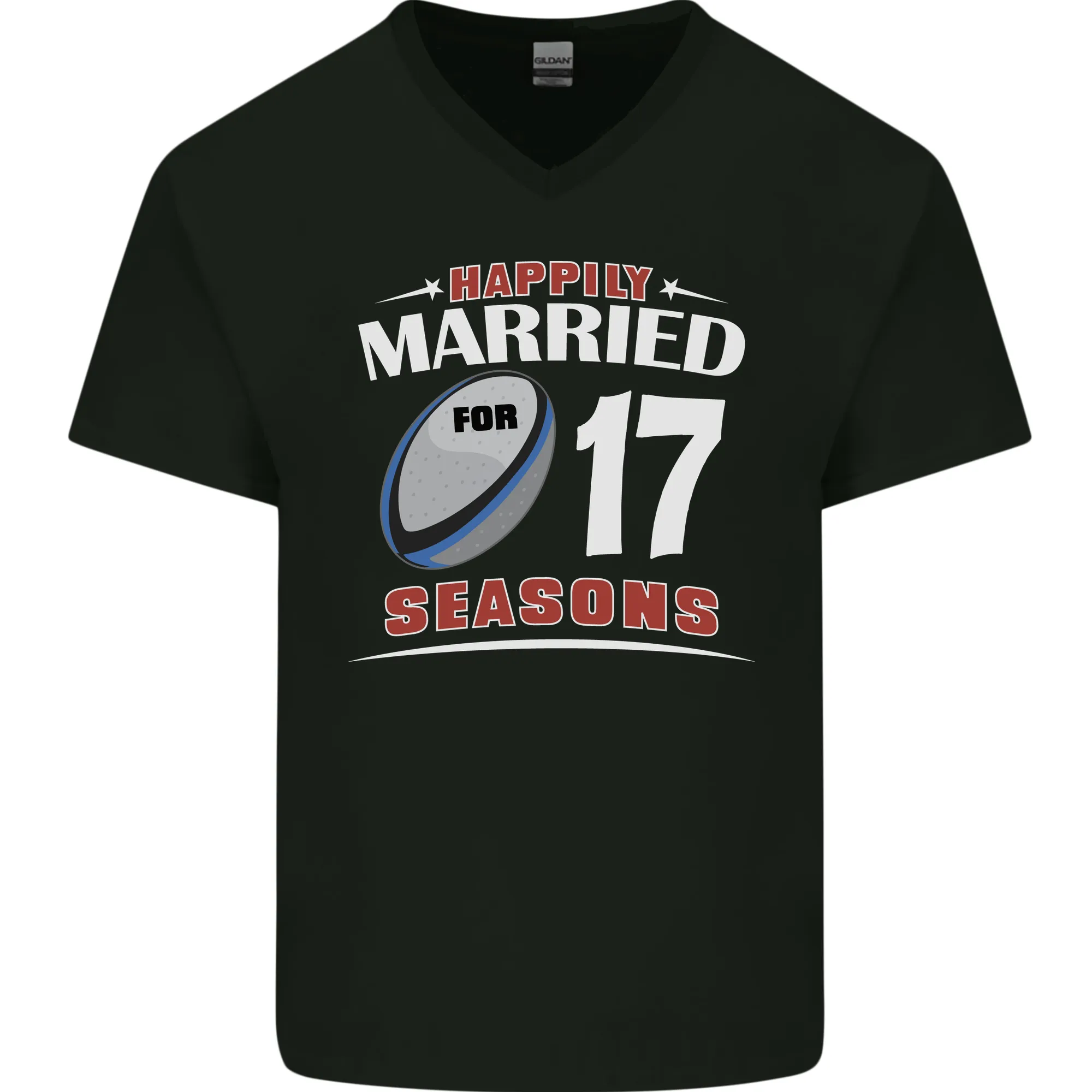 17 Year Wedding Anniversary 17th Rugby Mens V-Neck Cotton T-Shirt