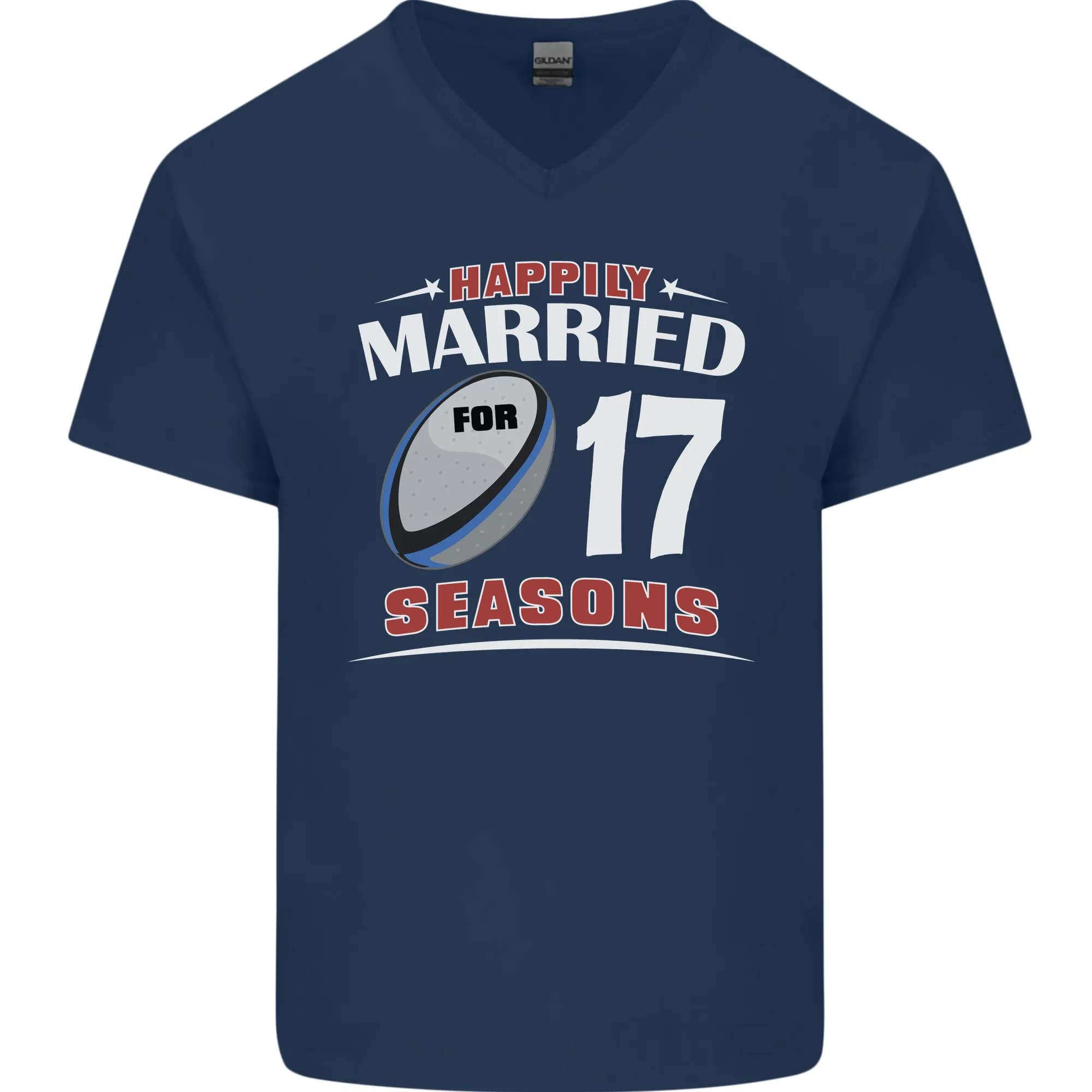 17 Year Wedding Anniversary 17th Rugby Mens V-Neck Cotton T-Shirt