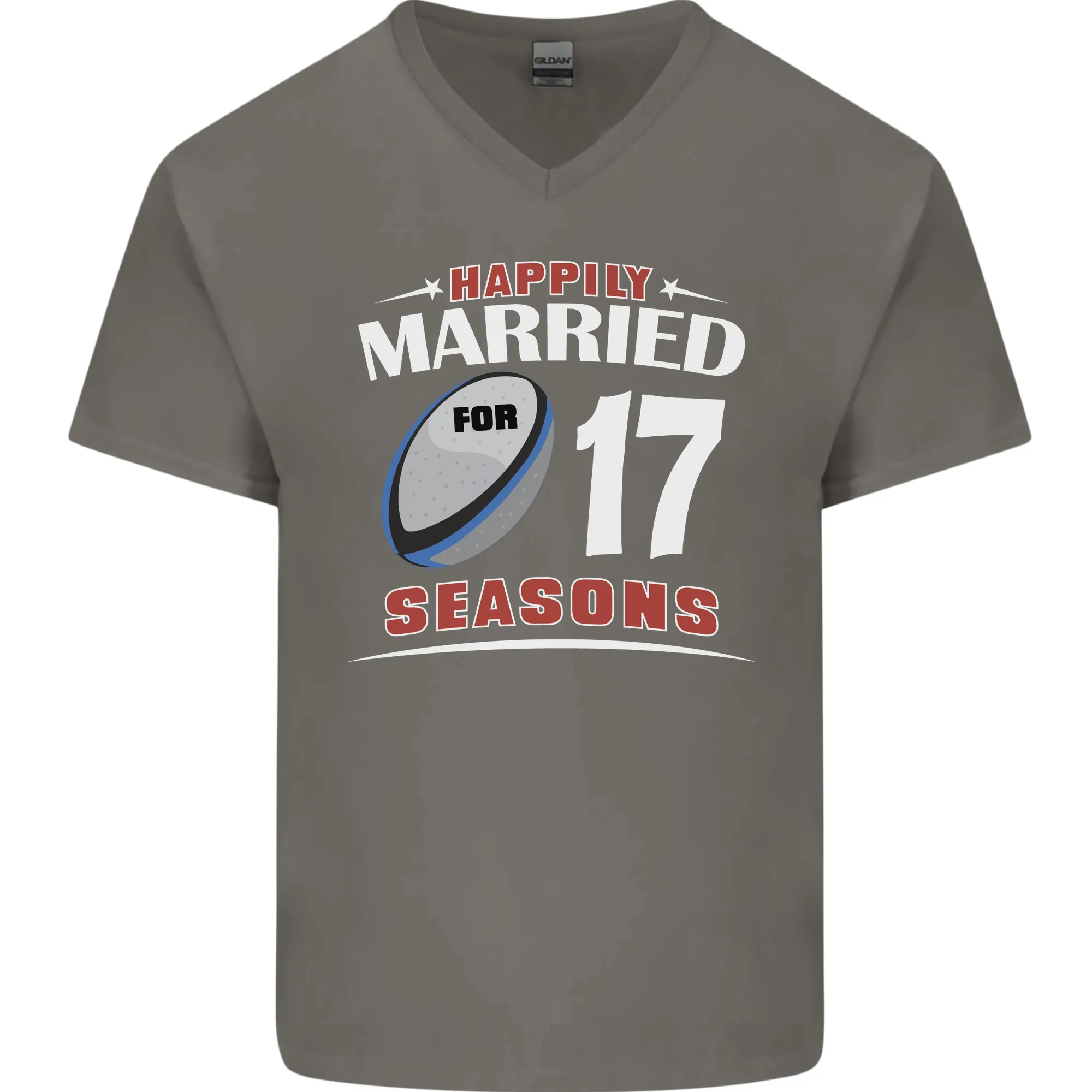 17 Year Wedding Anniversary 17th Rugby Mens V-Neck Cotton T-Shirt