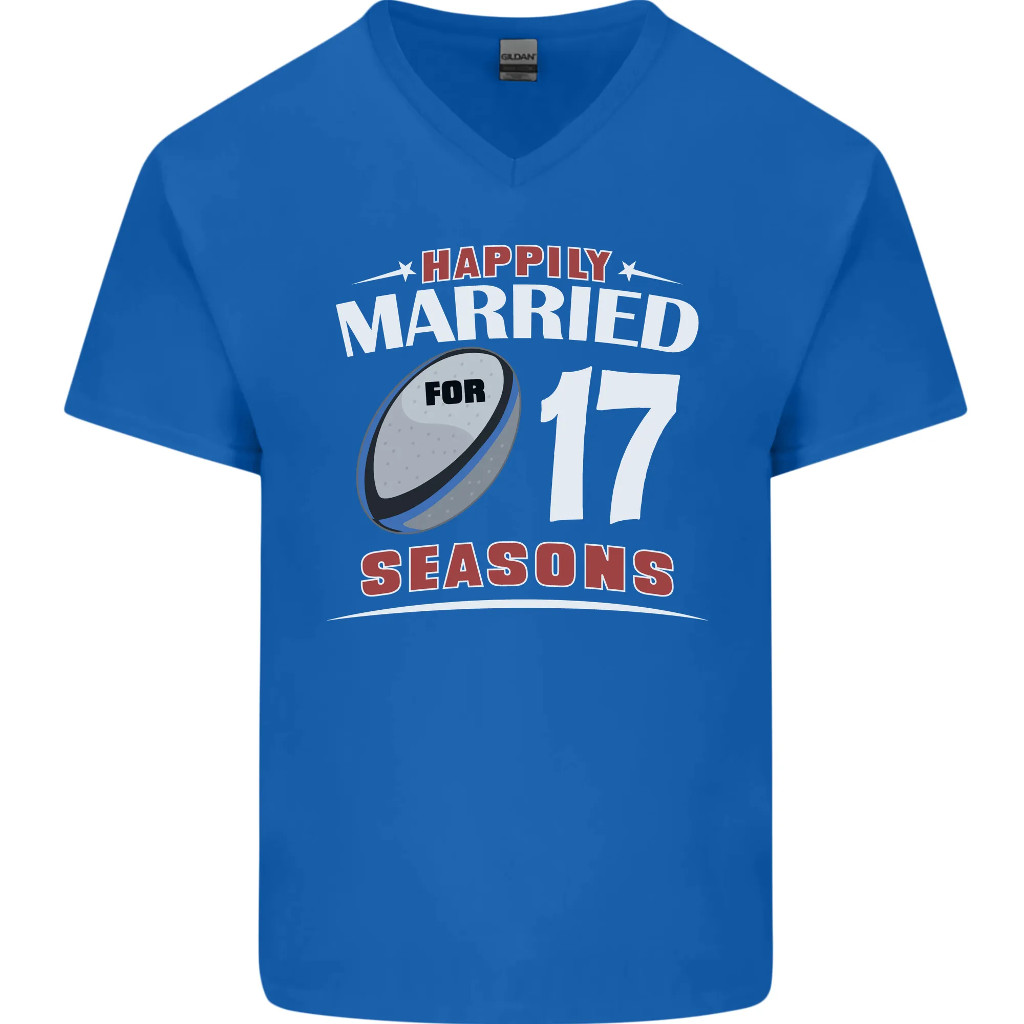 17 Year Wedding Anniversary 17th Rugby Mens V-Neck Cotton T-Shirt