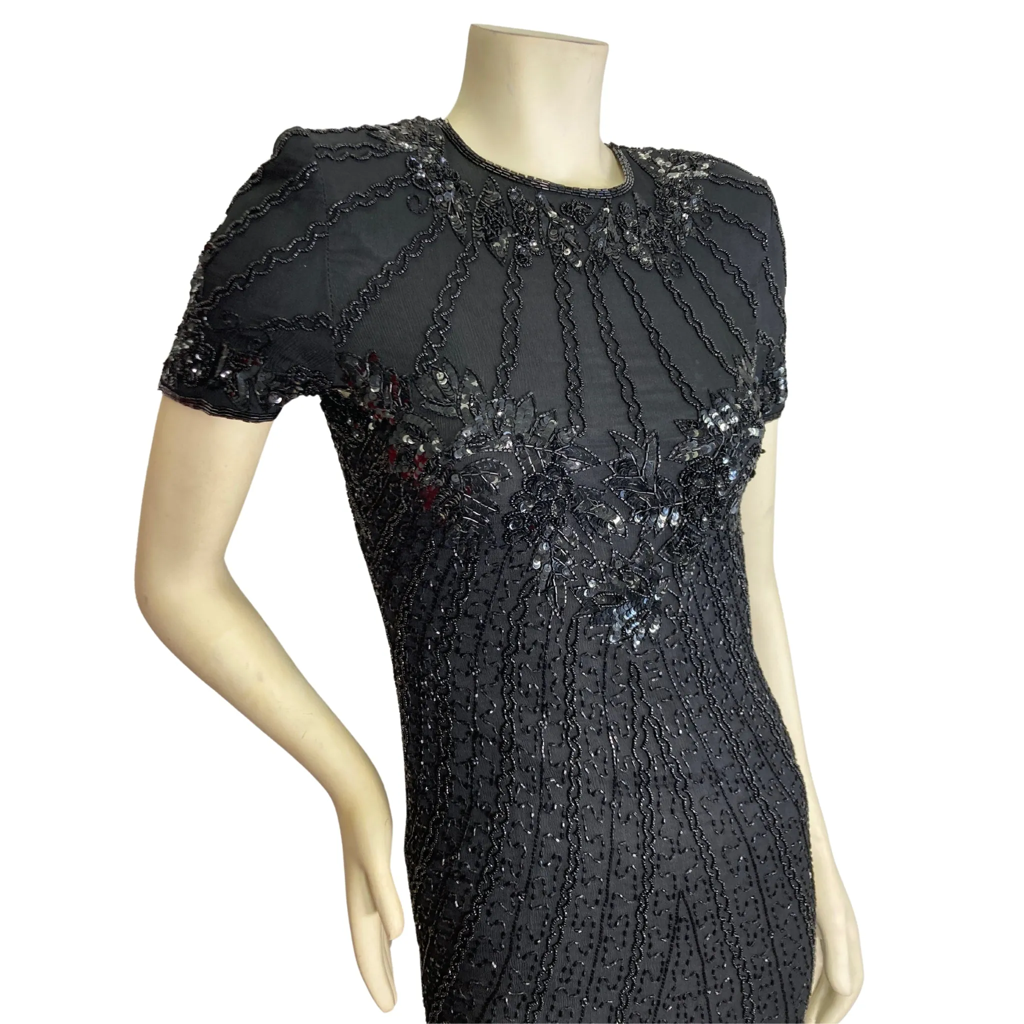 Adrianna Papell Black Beaded Cocktail Dress