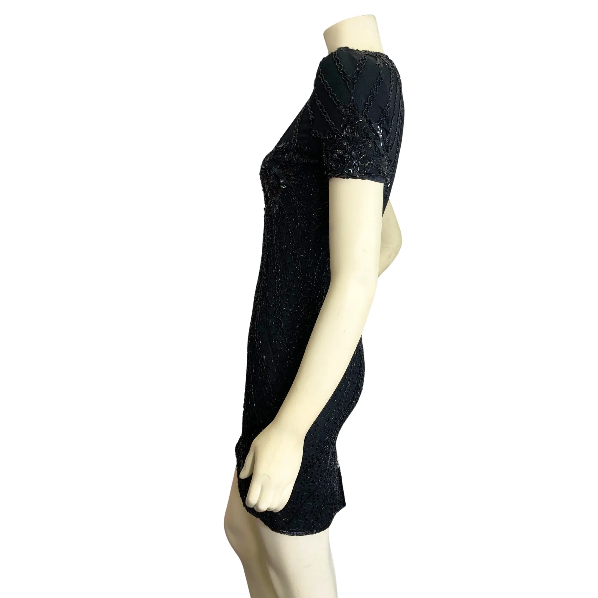 Adrianna Papell Black Beaded Cocktail Dress