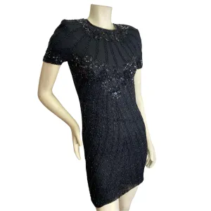 Adrianna Papell Black Beaded Cocktail Dress