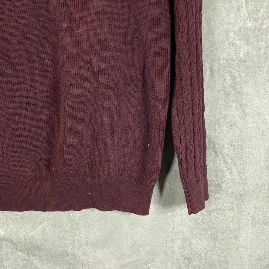 ALFANI Men's Port Heather Cable Knit Crewneck Pullover Sweater SZ L