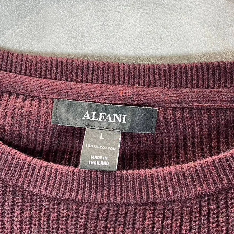 ALFANI Men's Port Heather Cable Knit Crewneck Pullover Sweater SZ L