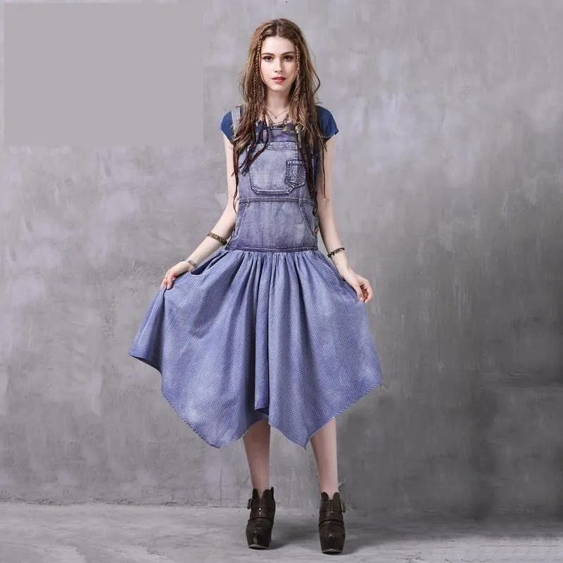 Asymmetrical Patchwork Pocket Button Women Dress