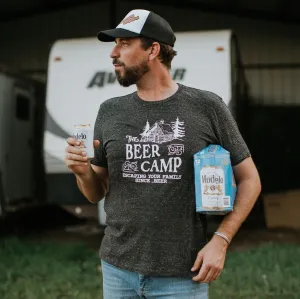 Beer Camp Shirt (Black Heather Crew), Funny Graphic Shirt