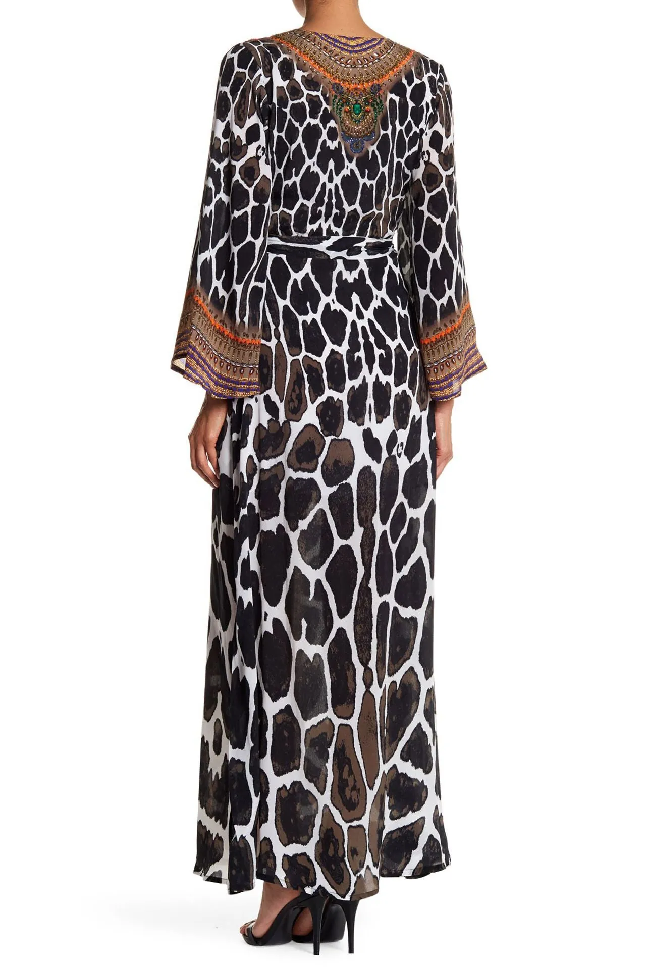 Black Animal Print Wrap Dress