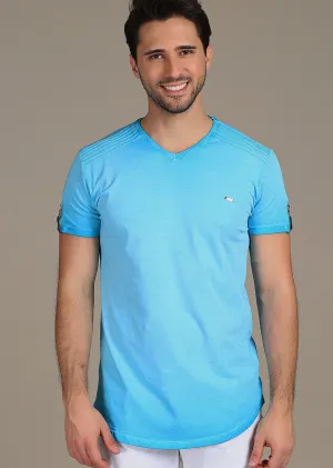 Blue Dip-Dyed "Lifestyle" Zipper Tee