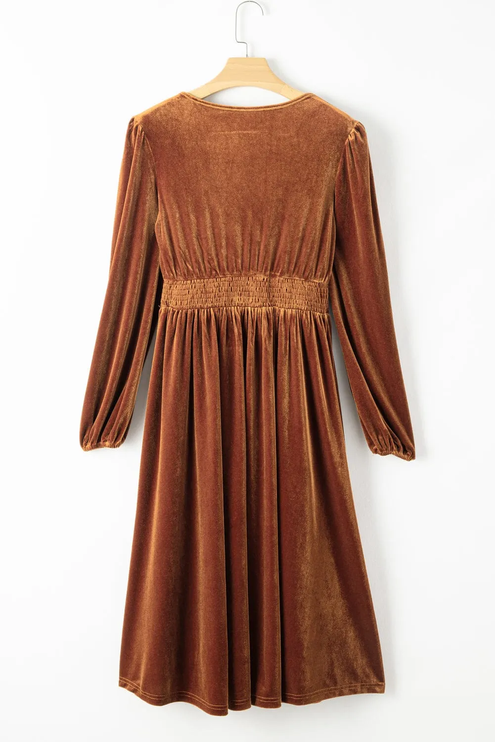Brown Velvet Midi Dress