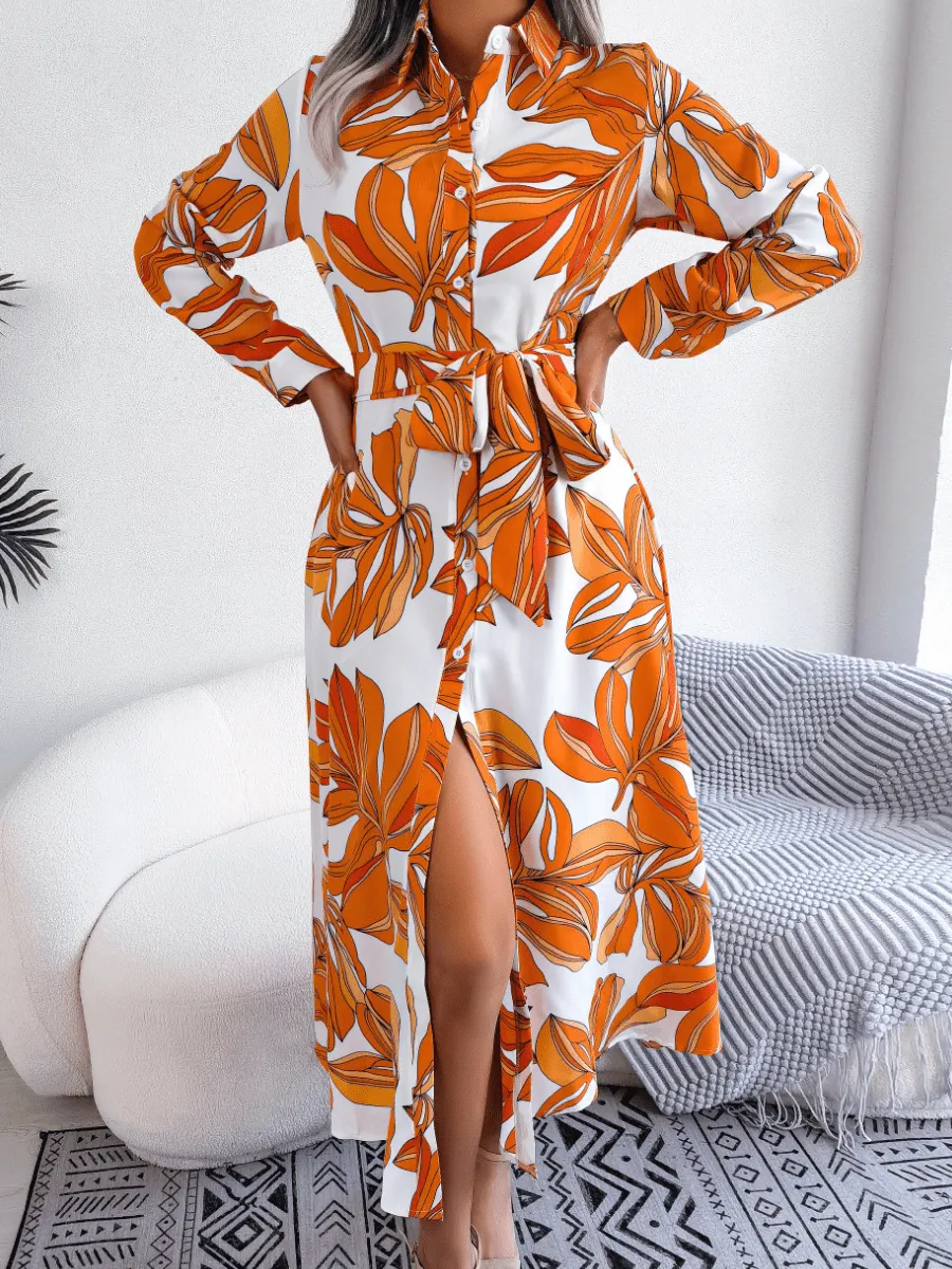 Button-Down Floral Midi Dress