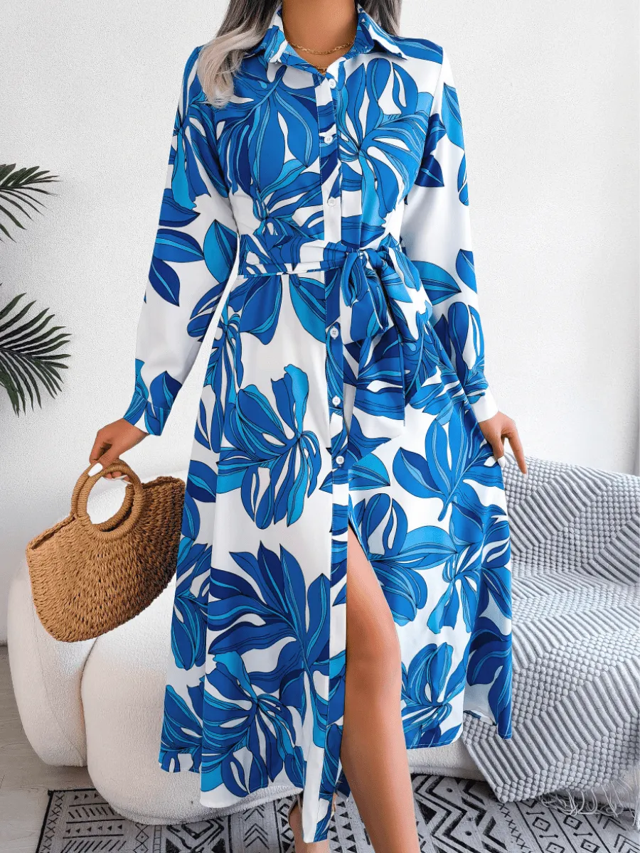 Button-Down Floral Midi Dress