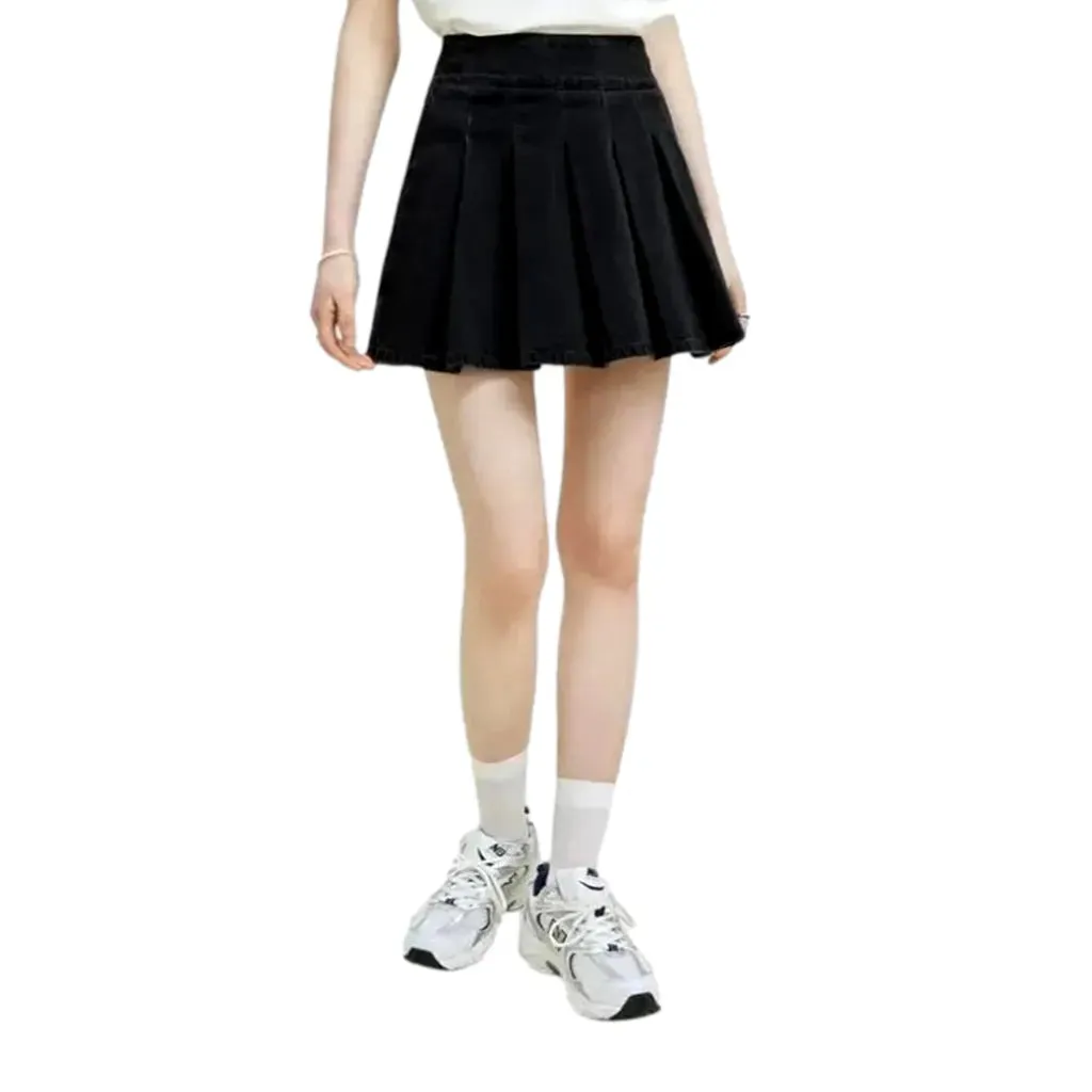 Casual plaited high rise jean skirt