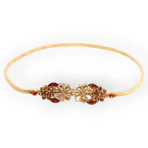 DAISY BELT IN GOLD-PLATED STRETCH METAL WITH AMBER AND YELLOW TOPAZ BUCKLE