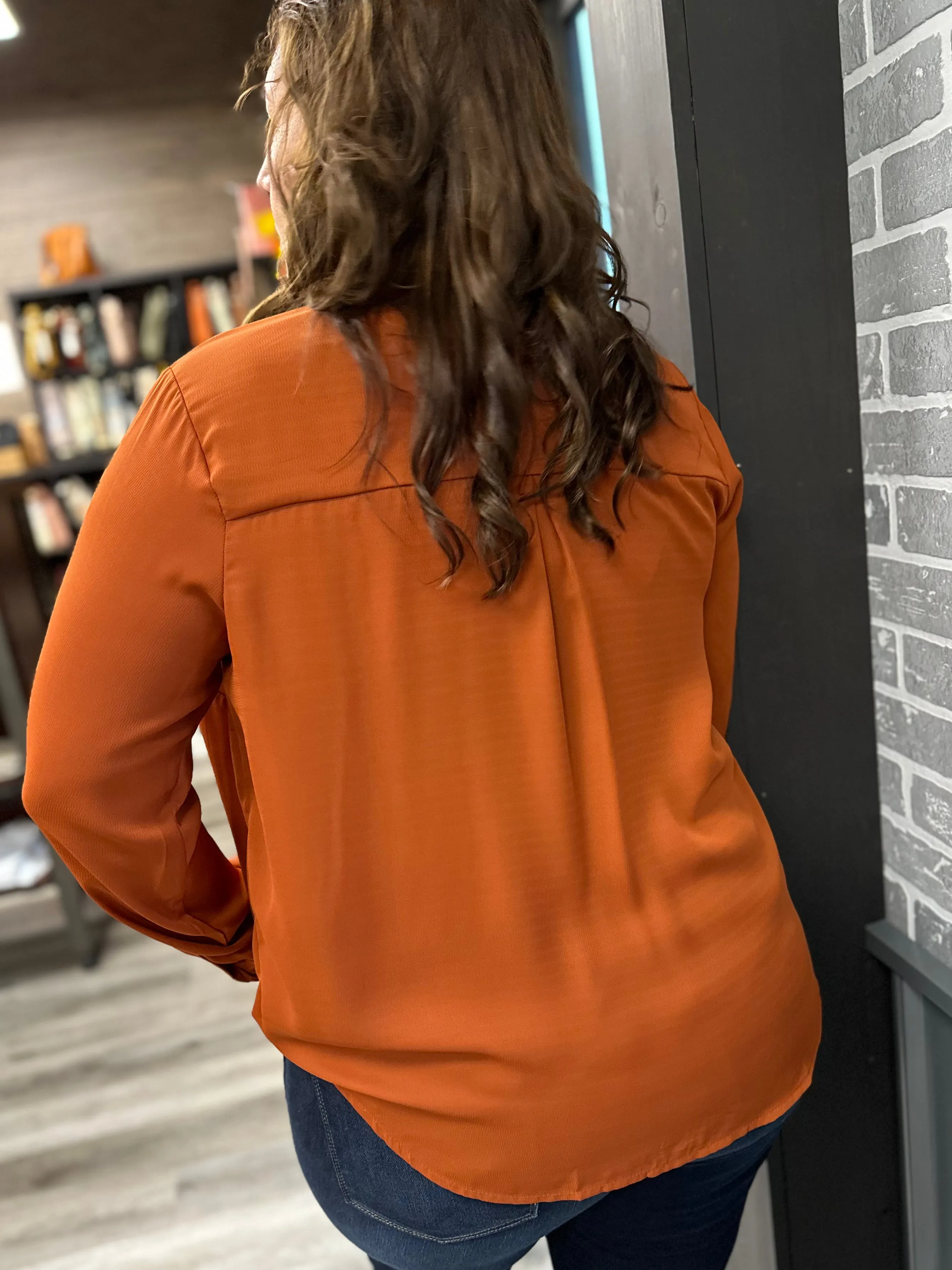 D'Crepe Button Down Blouse (Plus)