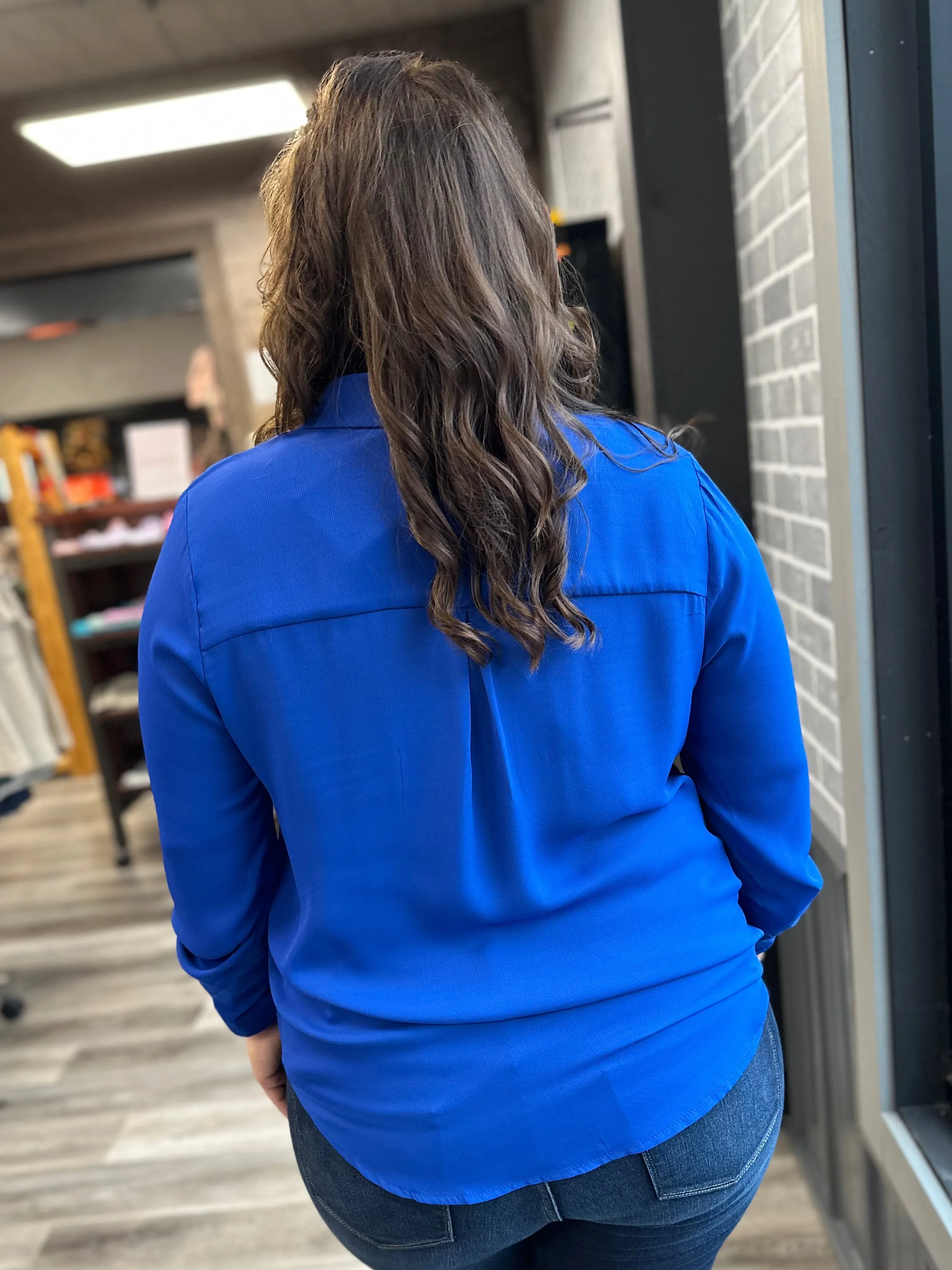 D'Crepe Button Down Blouse (Plus)