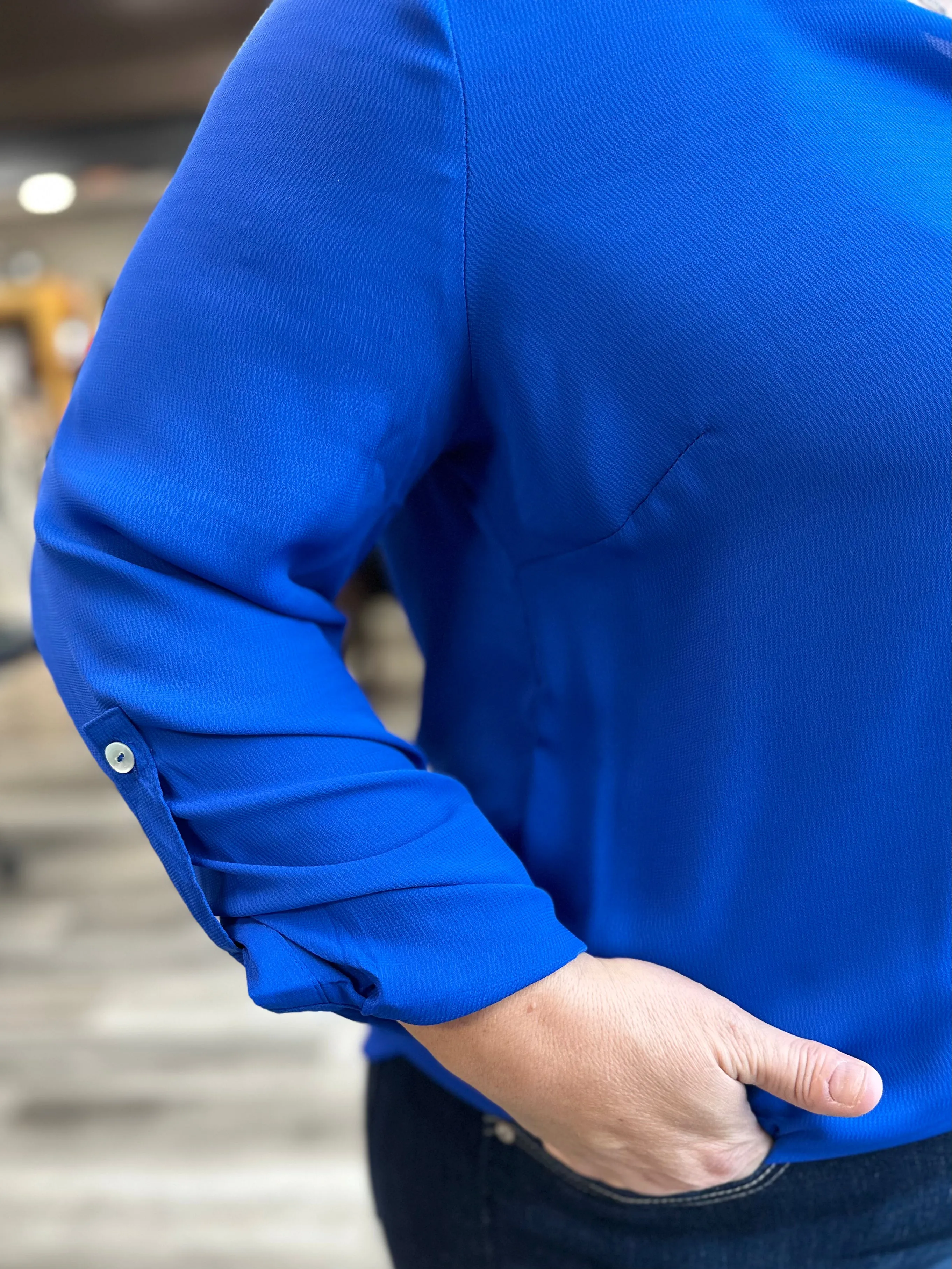 D'Crepe Button Down Blouse (Plus)