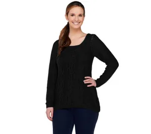 Denim & Co. Women's Novelty Cable Sweater With Knit Tank