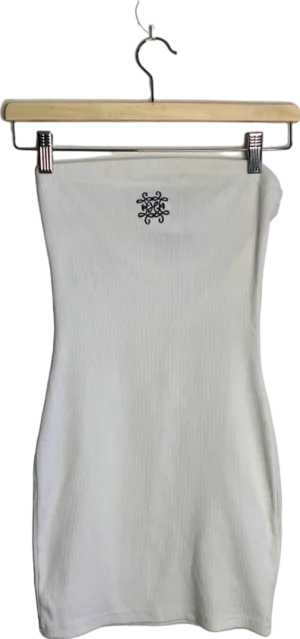 EGO White Ribbed Bodycon Dress UK 6