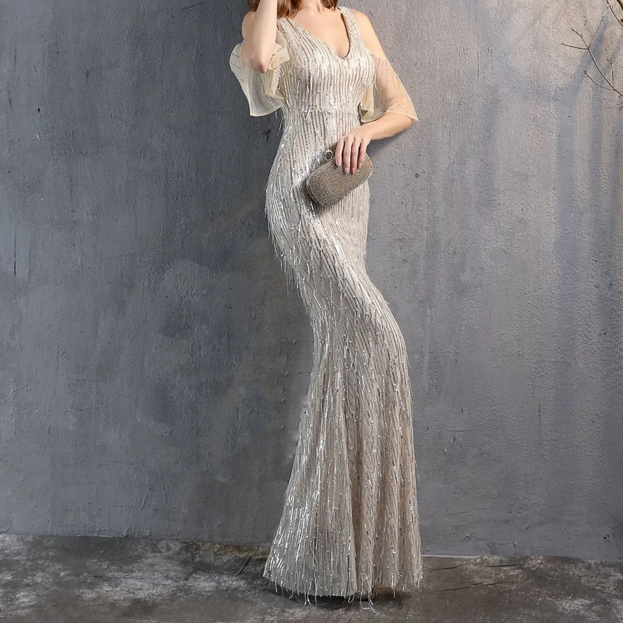 Eleanor Silk Thread Tassel Beads Banquet Dress