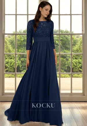 Elegant Long sleeves Appliques A-Line Cocktail Mother of the Bride Dress