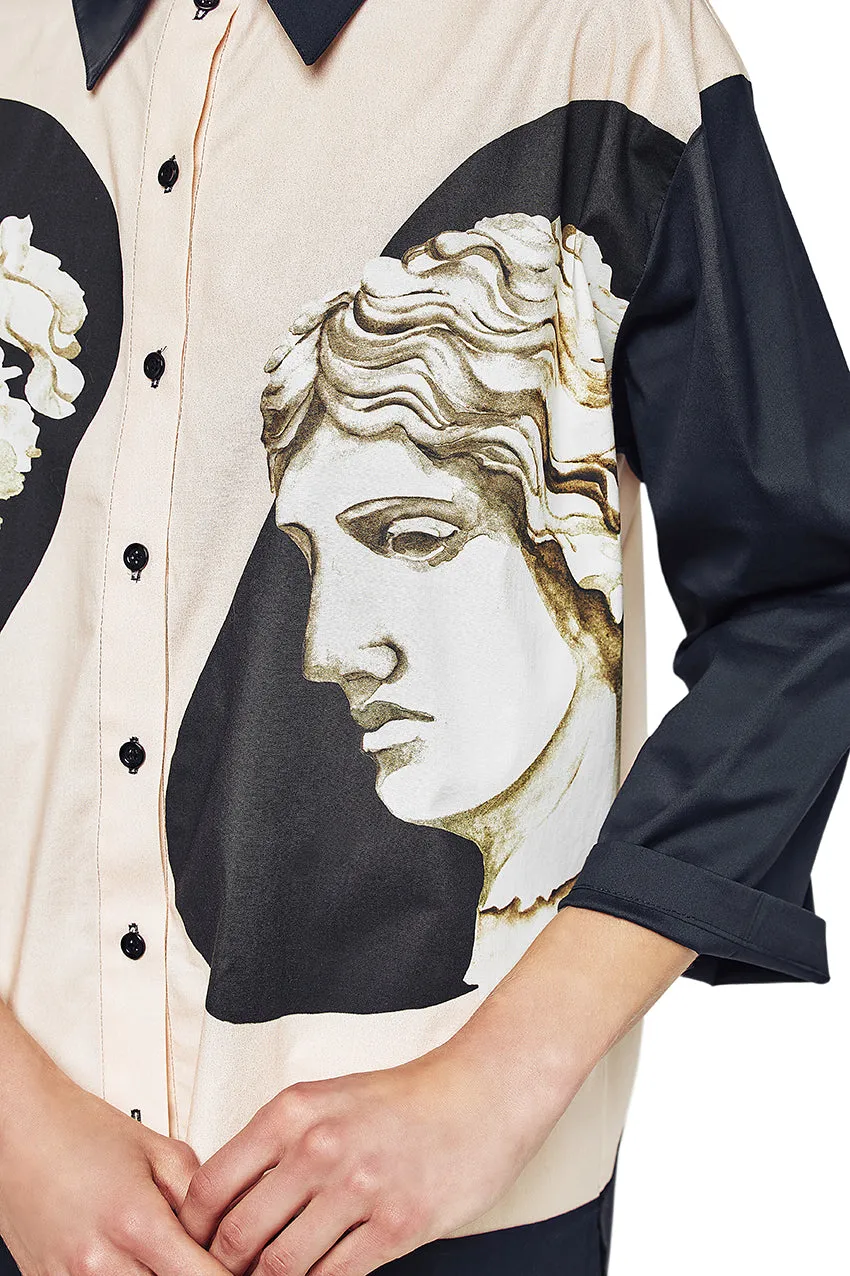 Face Print Button Down Shirt