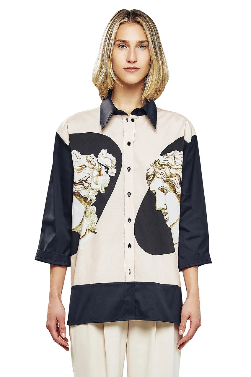 Face Print Button Down Shirt
