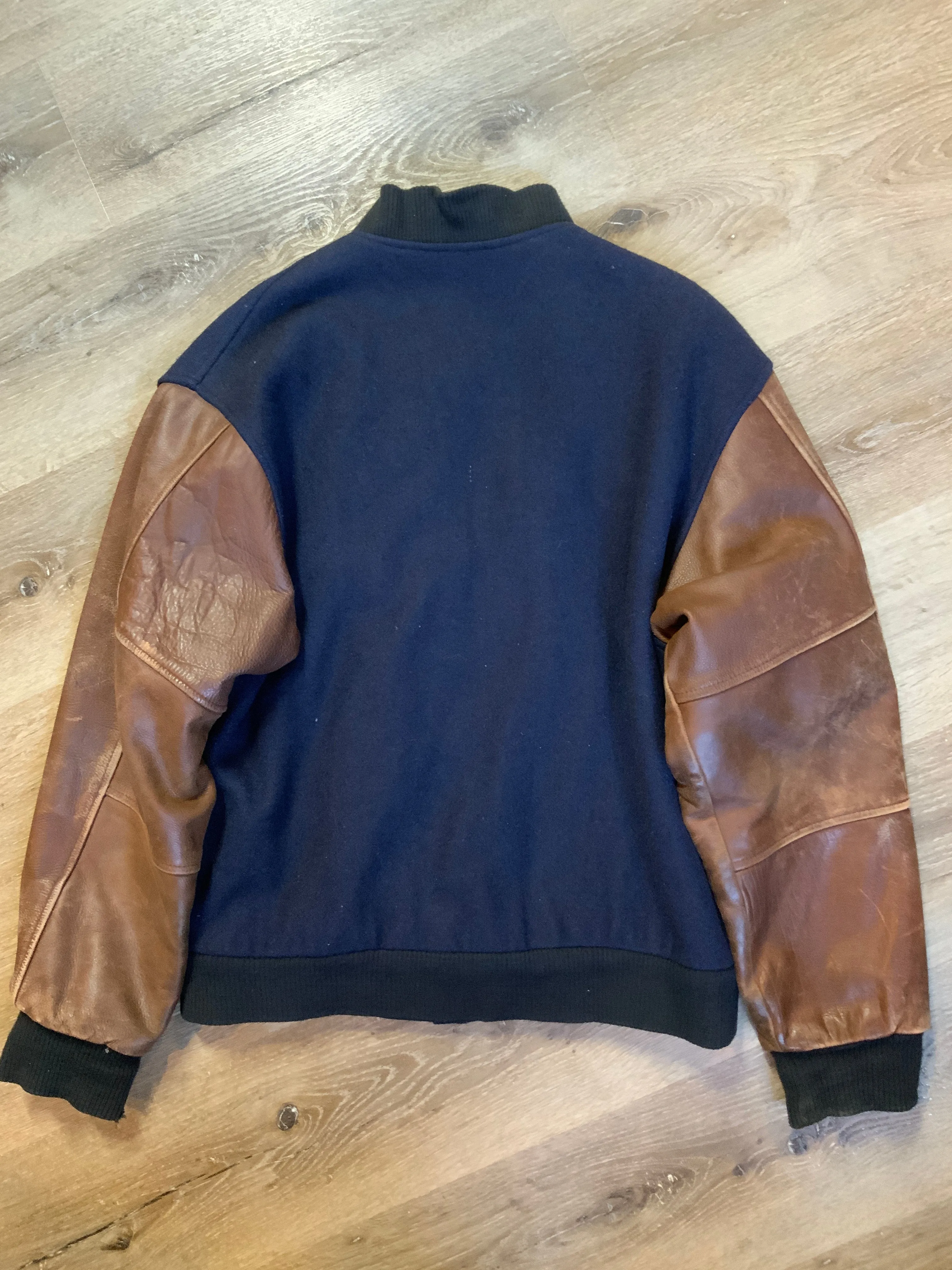 Ford F Series 50 Year Anniversary Navy and Brown Letterman’s Jacket, SOLD