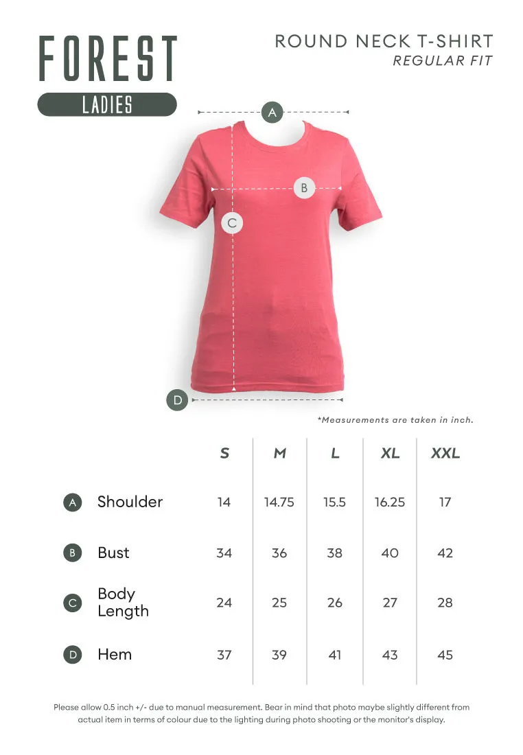Forest Ladies Cotton Interlock Short Sleeve Round Neck T-Shirt Women Plain Tee | Baju Lengan Pendek Perempuan - 822422