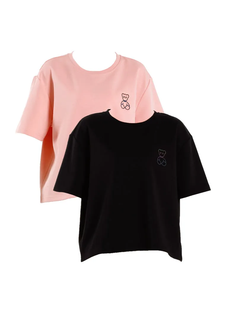 Forest Ladies Heavy Cotton Boxy-Cut Round Neck Tee Ladies Casual Loose Fit Crop Top | Baju T Shirt Perempuan - 822449
