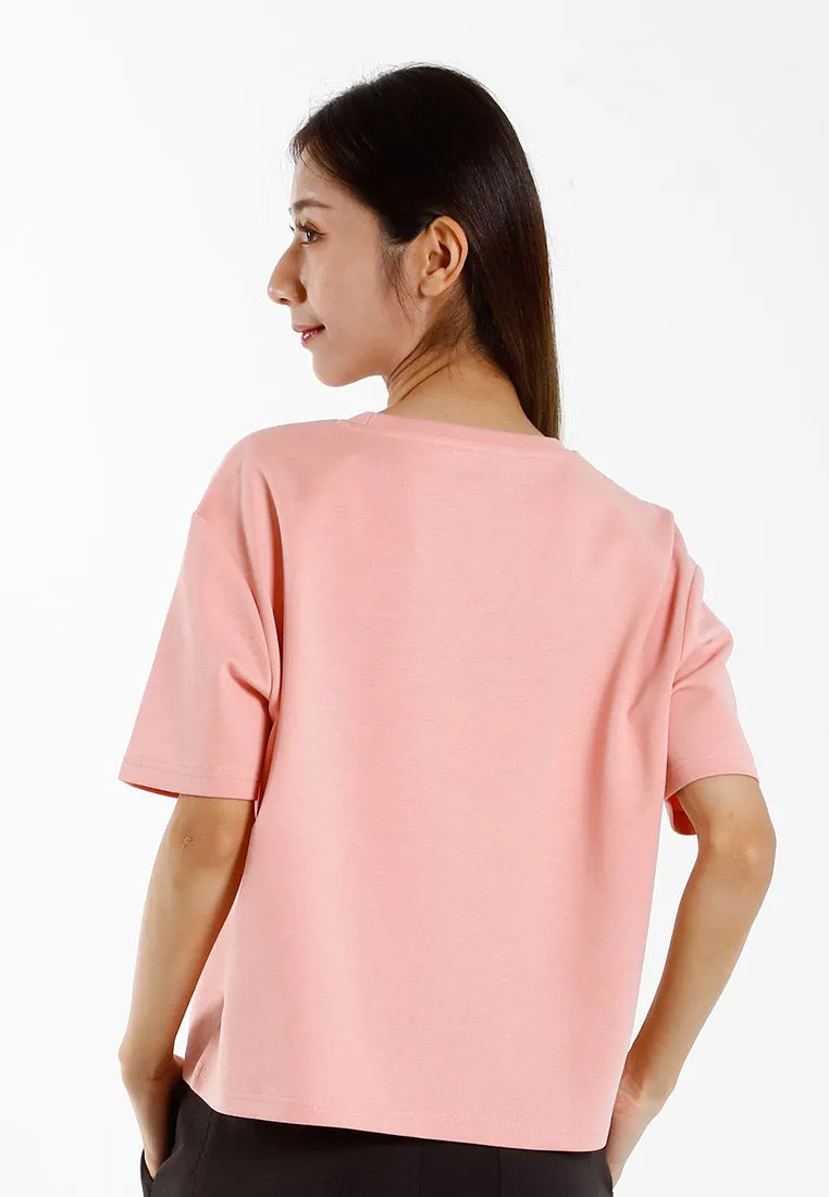 Forest Ladies Heavy Cotton Boxy-Cut Round Neck Tee Ladies Casual Loose Fit Crop Top | Baju T Shirt Perempuan - 822449