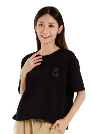 Forest Ladies Heavy Cotton Boxy-Cut Round Neck Tee Ladies Casual Loose Fit Crop Top | Baju T Shirt Perempuan - 822449