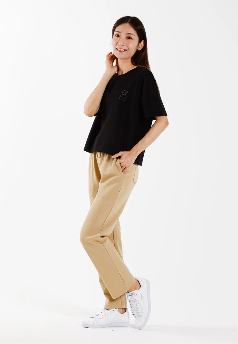 Forest Ladies Heavy Cotton Boxy-Cut Round Neck Tee Ladies Casual Loose Fit Crop Top | Baju T Shirt Perempuan - 822449