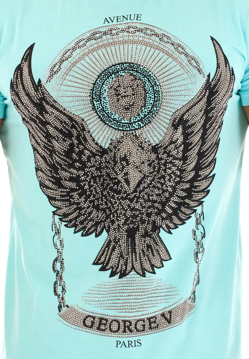 George V Paris T-Shirt: Eagle Graphic - Baby Blue