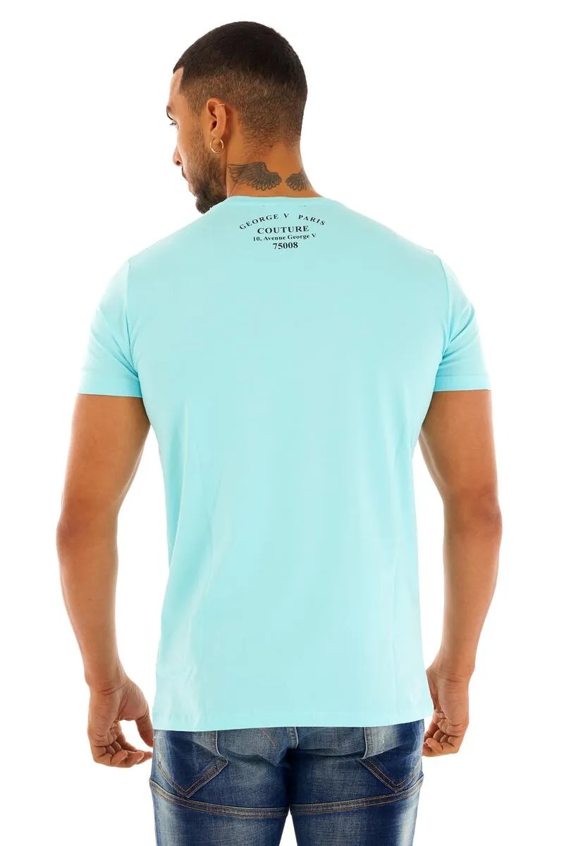George V Paris T-Shirt: Eagle Graphic - Baby Blue