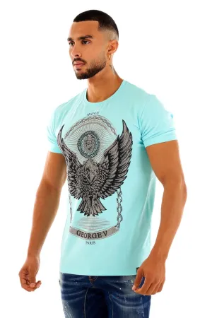 George V Paris T-Shirt: Eagle Graphic - Baby Blue