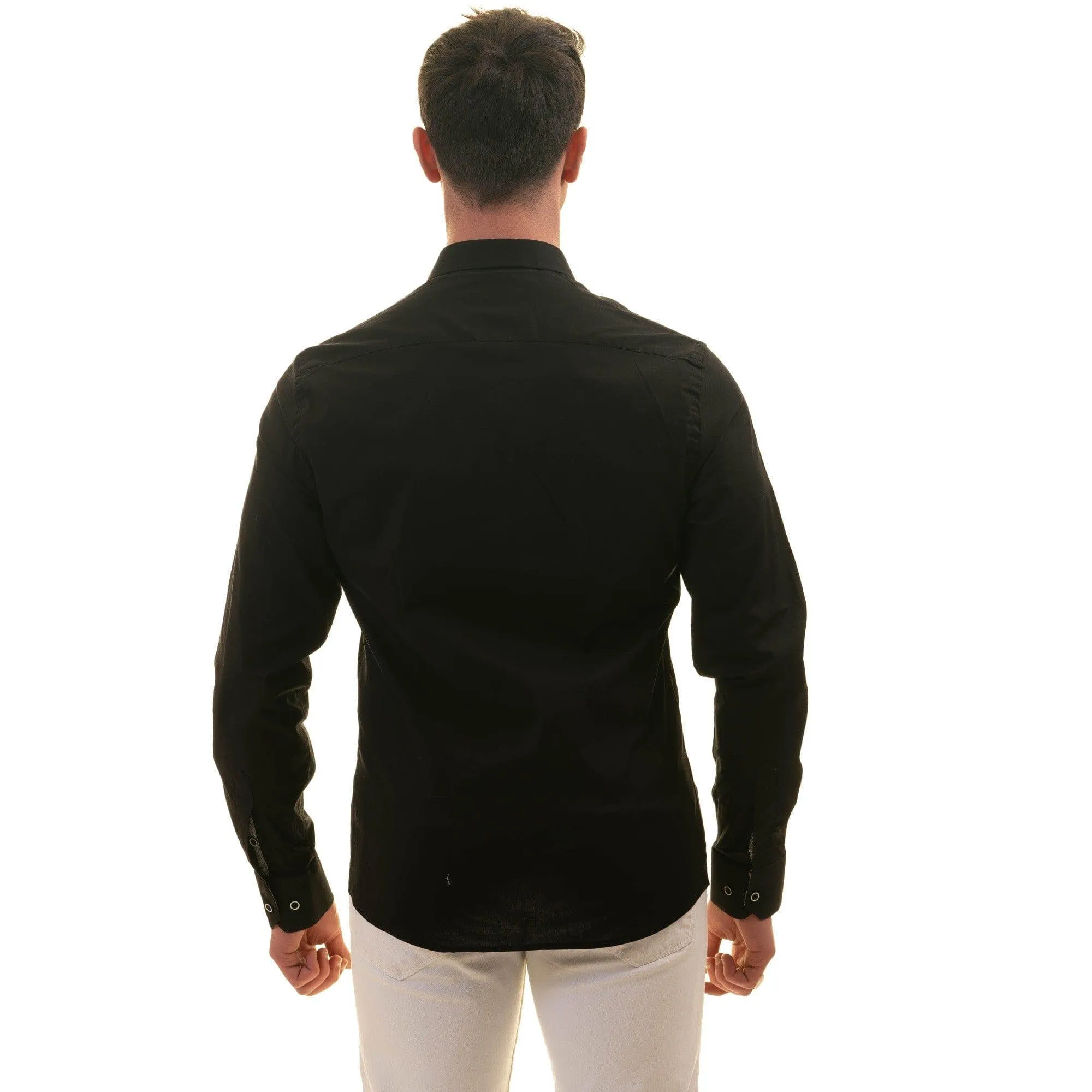 Gravity Homme Men's Long Sleeve Button Down / Pure Noir C3