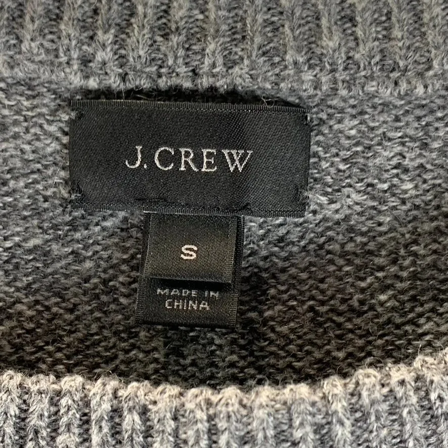 J.CREW Men's Grey Heather Crewneck Cotton/Wool Pullover Sweater SZ S