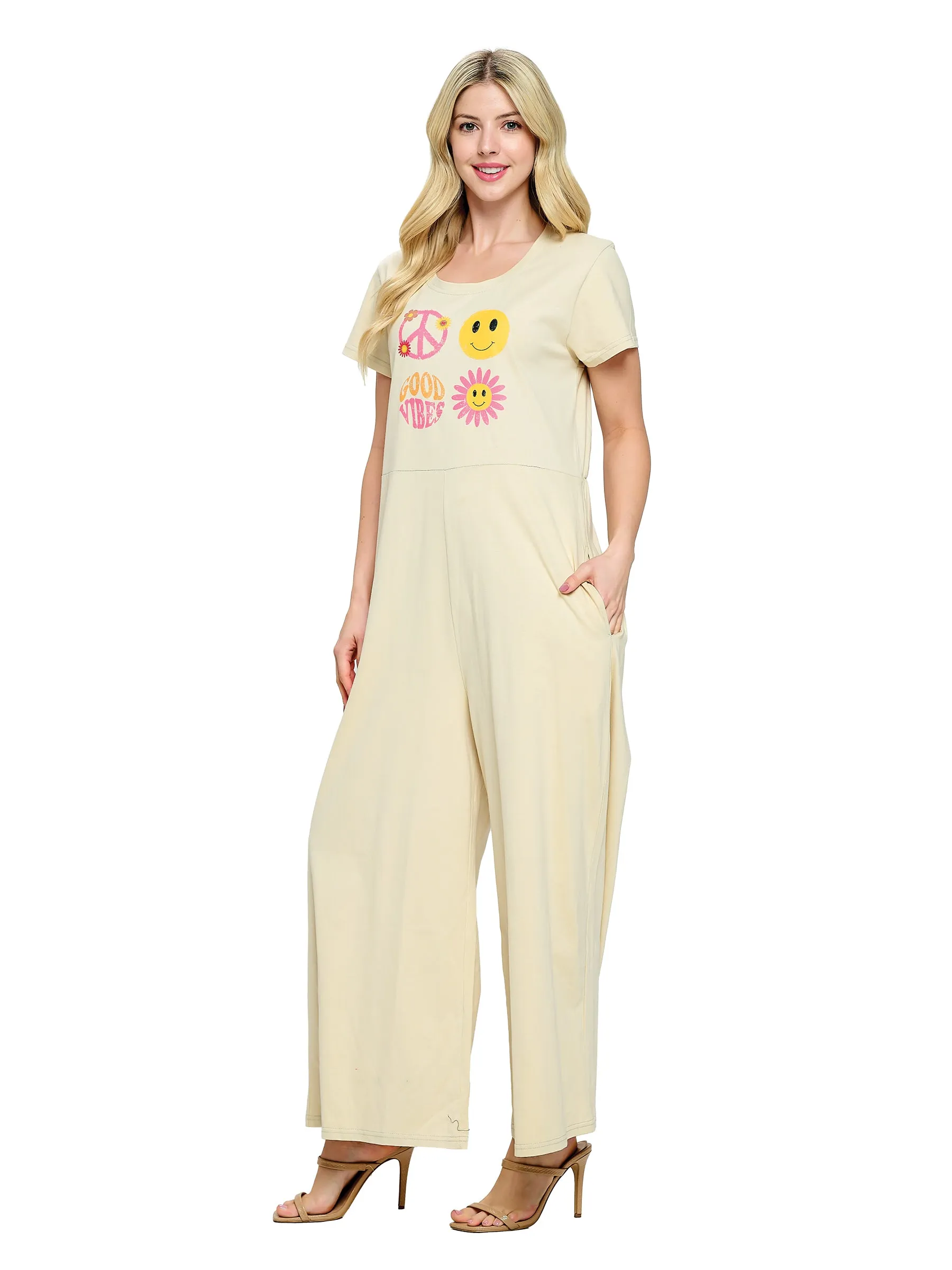 Jumpsuit Good Vibe Peace Print