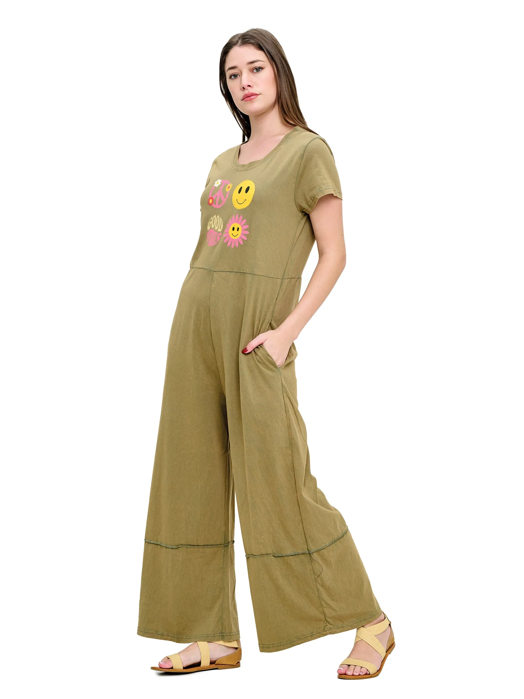 Jumpsuit Good Vibe Peace Print