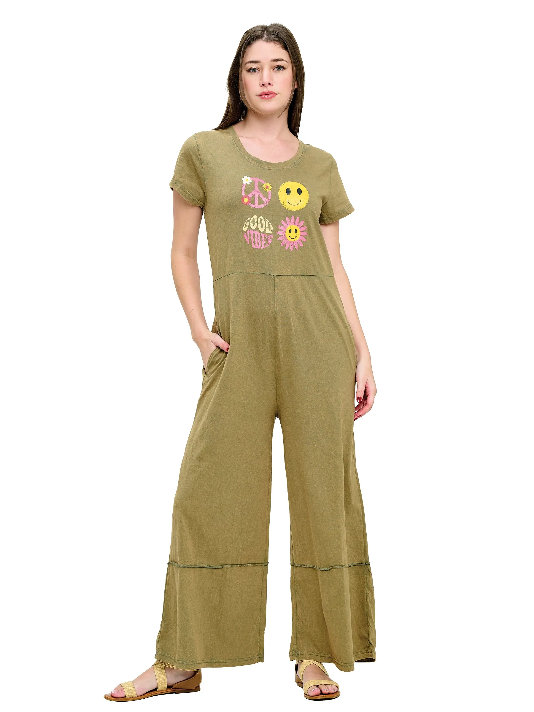 Jumpsuit Good Vibe Peace Print