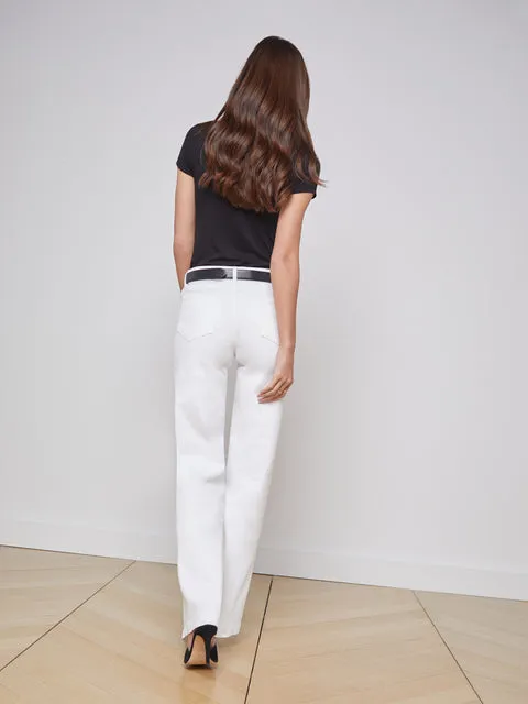 L'AGENCE Clayton High rise Wide Leg Pants in Blanc
