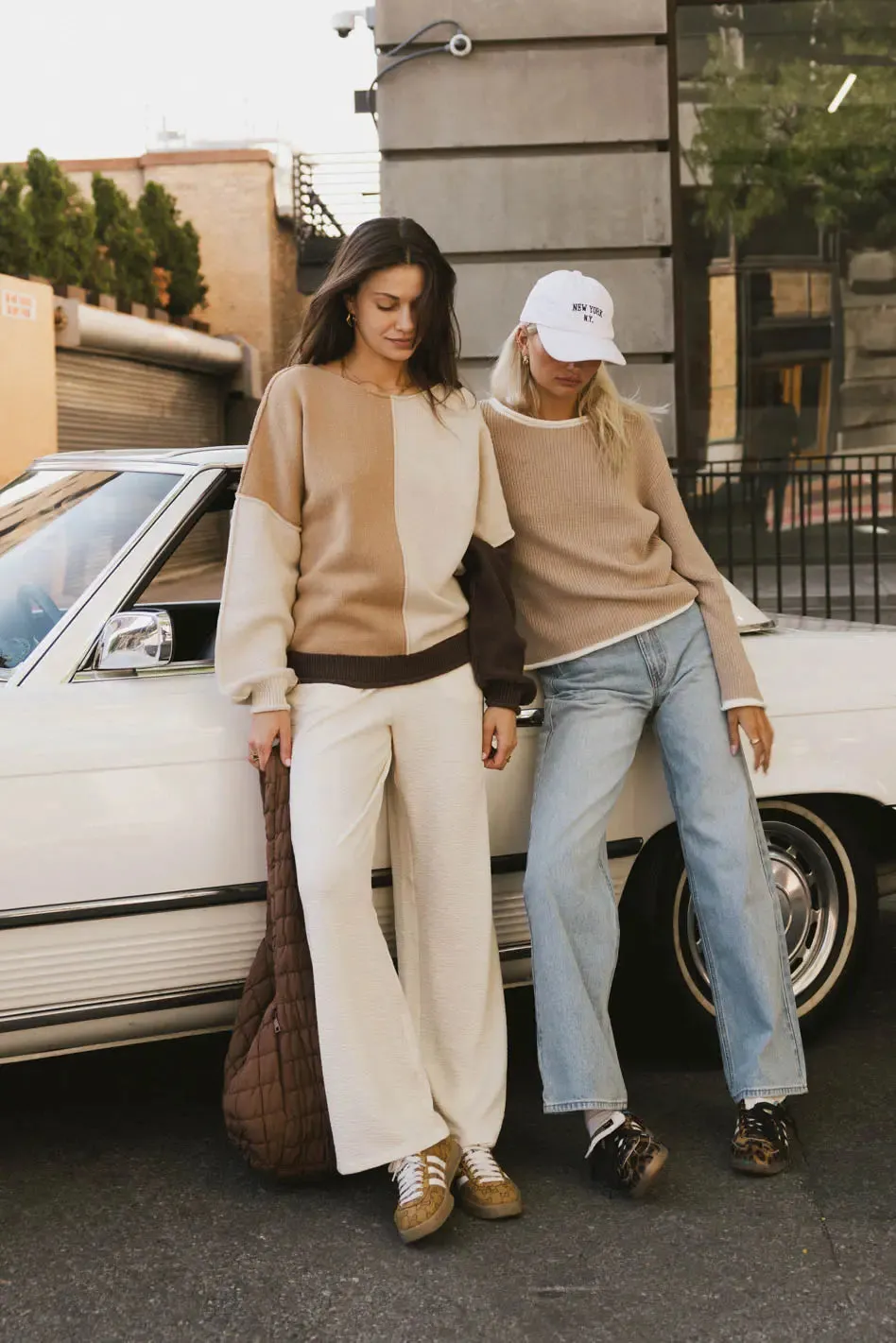 Mandy Contrast Sweater in Tan - FINAL SALE