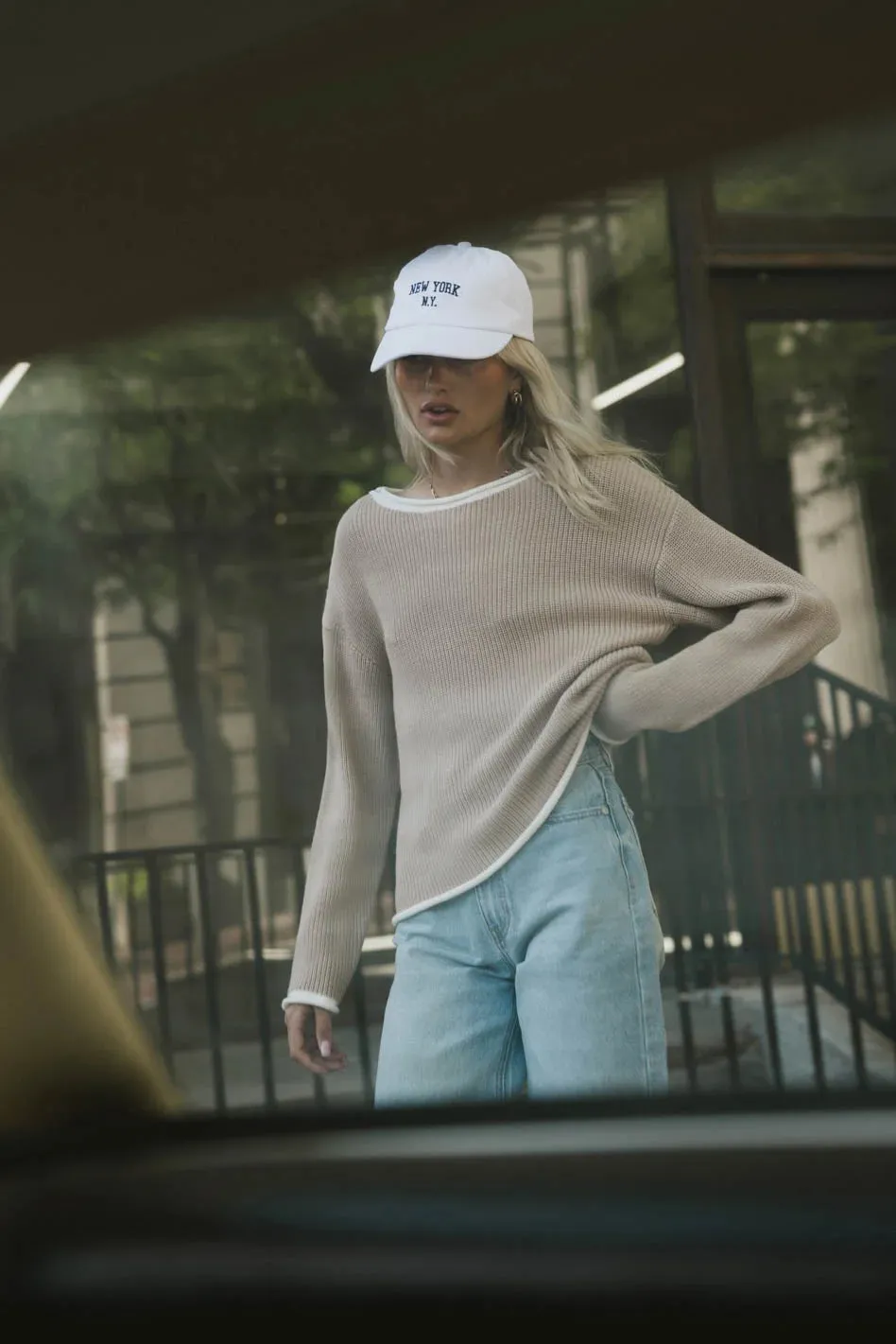 Mandy Contrast Sweater in Tan - FINAL SALE