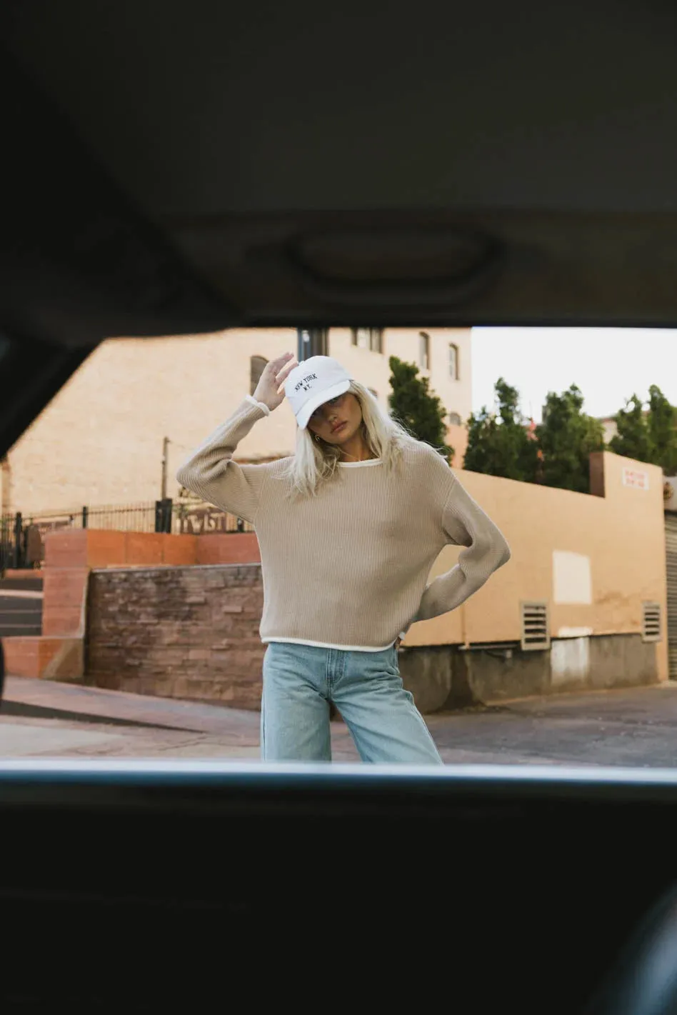 Mandy Contrast Sweater in Tan - FINAL SALE