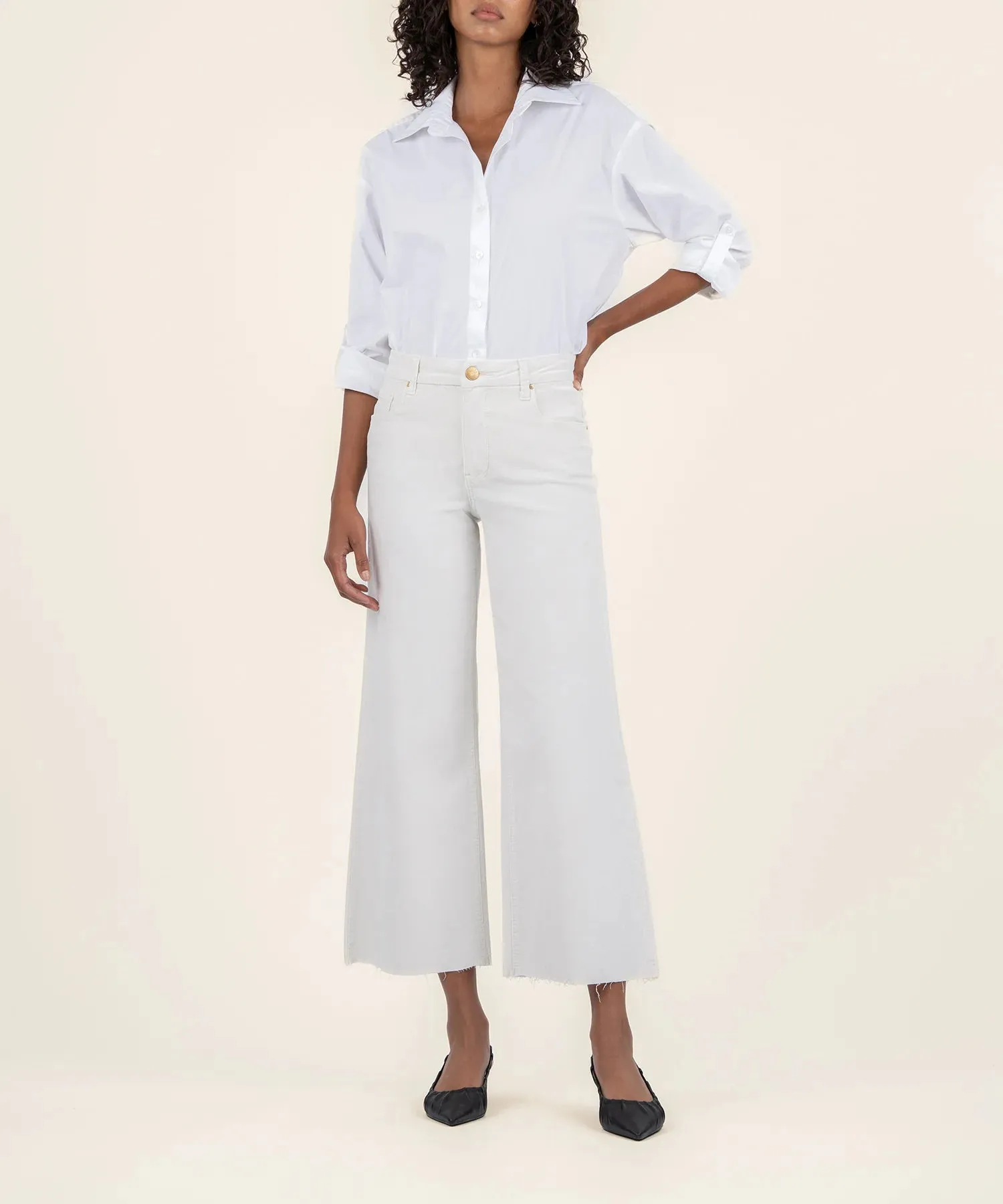 Meg High Rise Wide Leg- Ecru