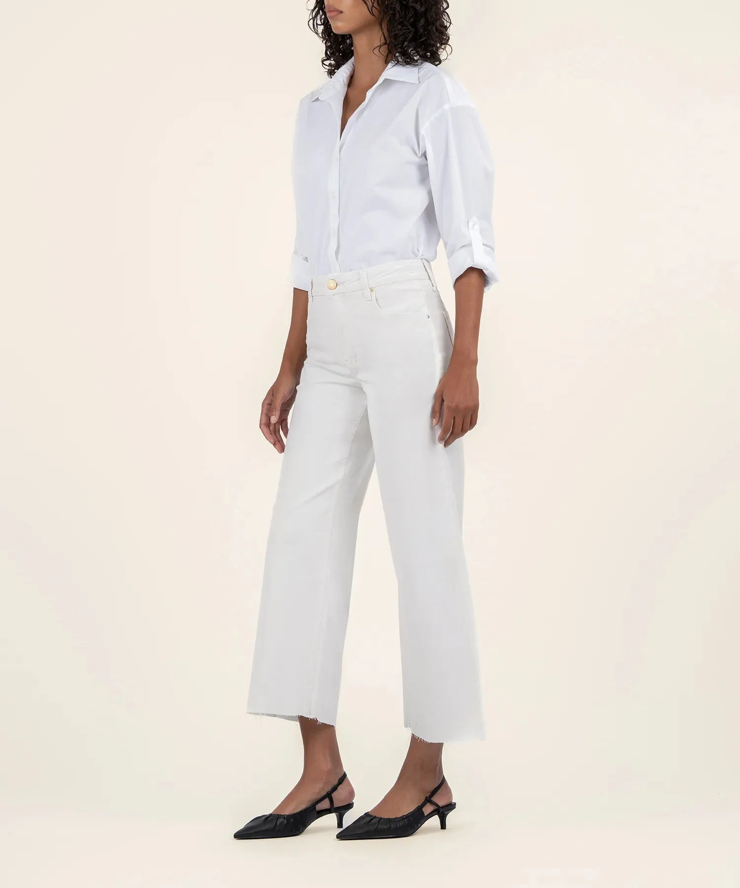 Meg High Rise Wide Leg- Ecru
