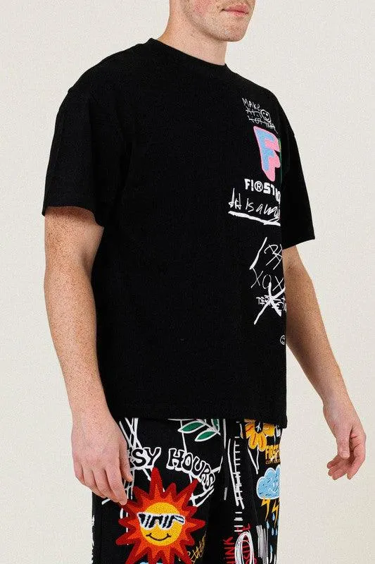 Mens Black New Suns Graphic Tee Shirt